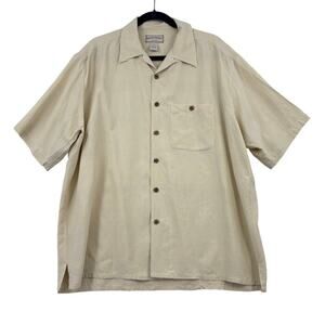 Boca Classics Shirt Mens Size XL Yellow Button Down 100% Silk Plaid Texture